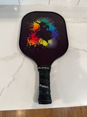 Niupipo Rainbow Splash Pickleball Paddle - Black Base
